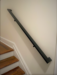 Modern Rectangle Aluminum Handrail for Stairs, Black Stair Step Railing, L Brackets & Hardware ADA Set