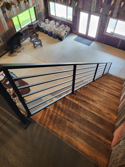 Black metal stair banister