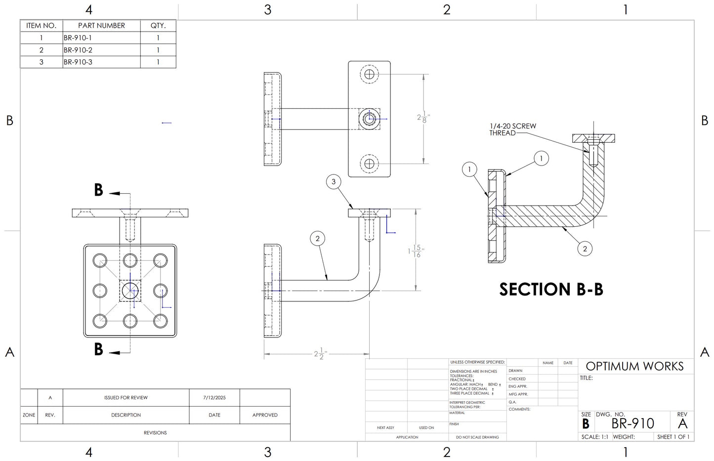 stainless bracket shop drawing
