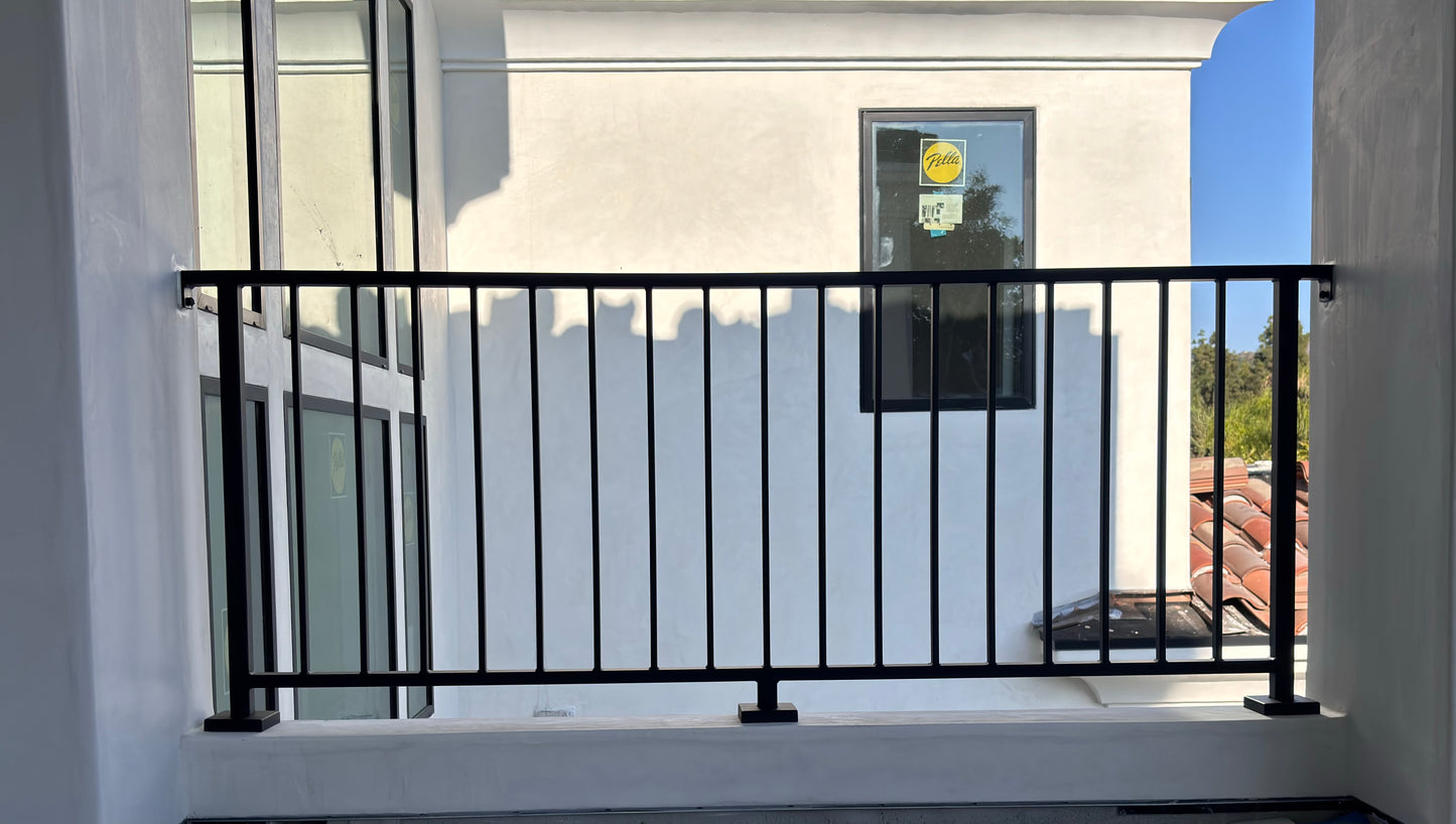 Modern Vertical Stair Railing (Guardrail), 2"x1" Top Rail
