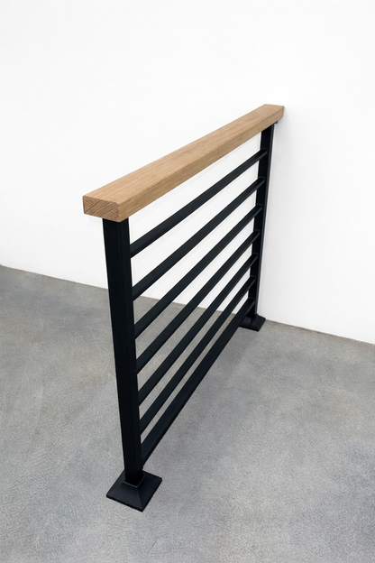 Modern Horizontal Stair Railing (Guardrail), Wood Top Rail