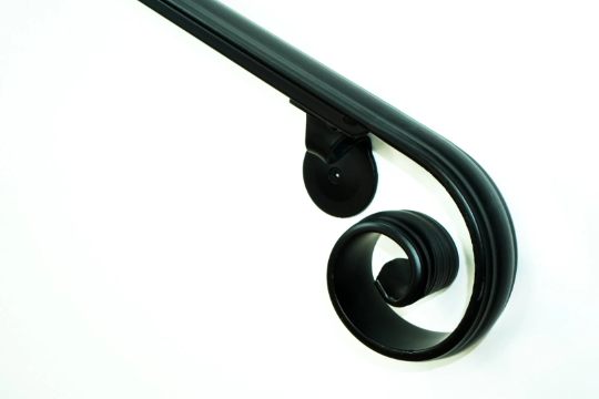 2" Molded Cap Wrought Iron Handrail (5"-6" Volute Scroll)