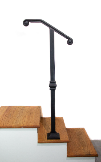 2" Molded Cap, Volute Fist Single-post Metal Handrail for 1 to 2 Steps