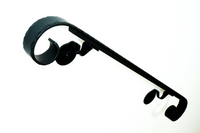 Wrought Iron Handrail For Stairs, Black Hammered Scroll Railing