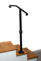 2" Molded Cap, Single-post Metal Handrail for 1 to 2 Steps (Volute Fist)