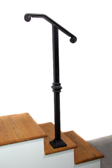 2" Molded Cap, Volute Fist Single-post Metal Handrail for 1 to 2 Steps