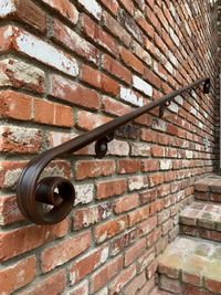 Volute Scroll Iron Handrail Set, Wrought Iron Stair Railing