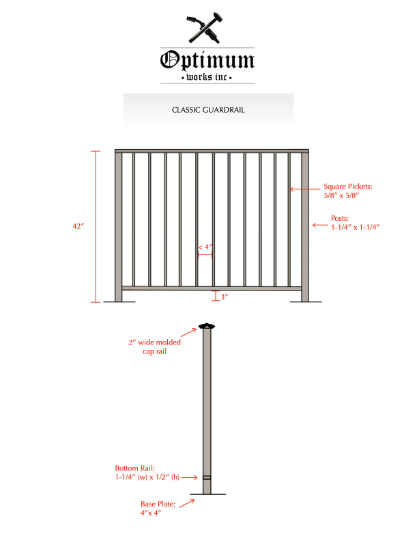 Vertical Metal Railing (2"x1" Molded Cap Top Rail)