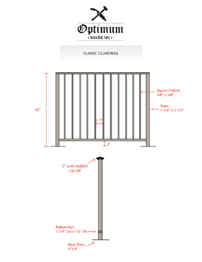 Vertical Metal Railing (2"x1" Molded Cap Top Rail)