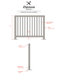 Square Metal Railing, Deck Balcony Porch Loft Railing, Black Guardrail