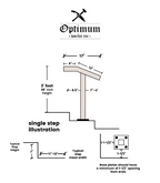 Volute Single Post Metal Handrail, Railing For Single Step, Outdoor Stair Rail