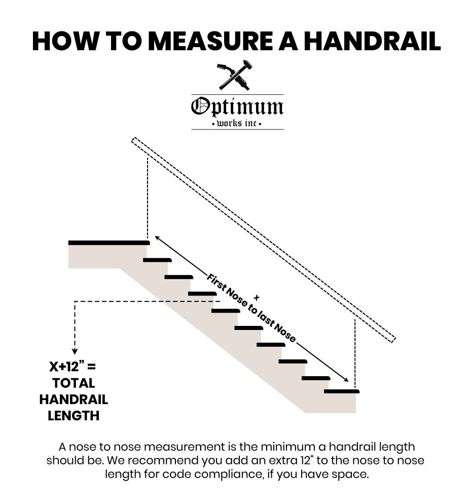 Modern 2x1 Custom Wrought Iron hand rail, ADA Compliant Return End Wall Mount cheapest handrail, Stair Step Railing, Made to Order, Made in the USA