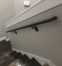 Rectangle Metal Handrail Stair Step Railing in Black Color