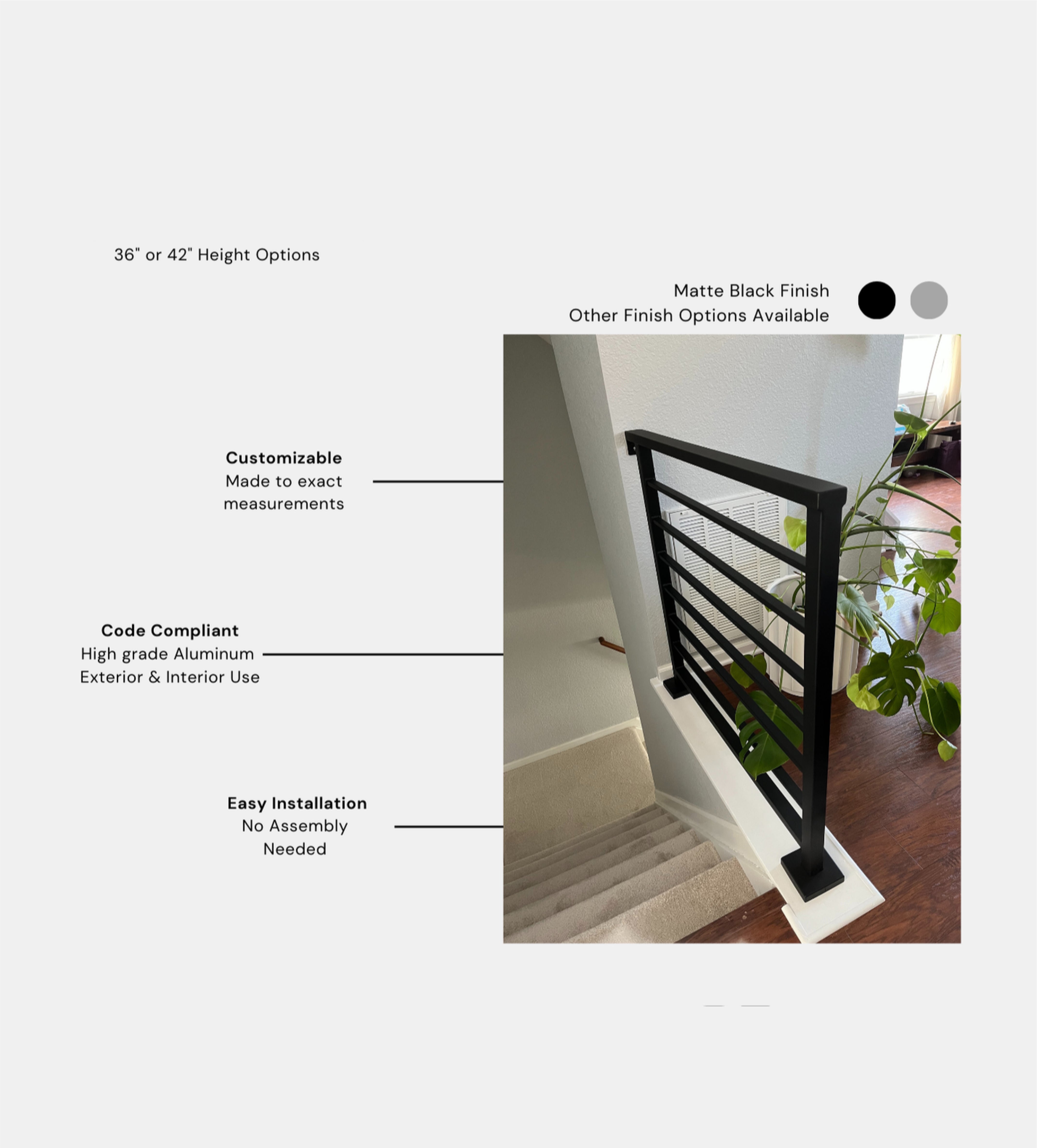 Deck railing aluminum features
